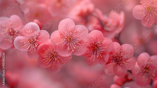 Thrush white plum blossom flowers branches tende