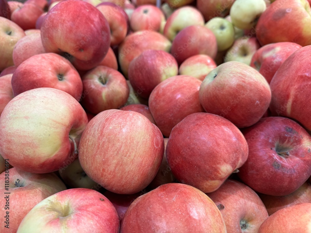 red apples in a market