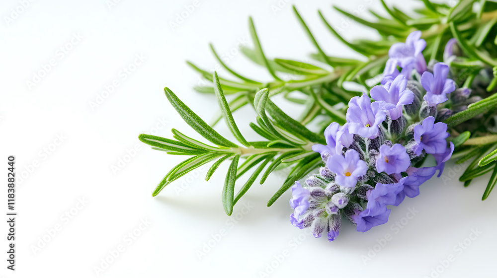 Fototapeta premium Close up beautiful rosemary flower isolated on white background with copy space