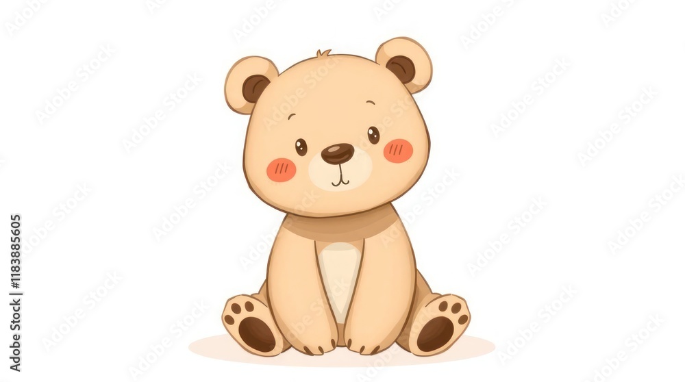 Fototapeta premium Cute Teddy Bear Illustration with Soft Colors and a Friendly Appearance on White Background