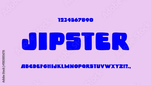 Extra bold sans serif font with soft corners. Playful rounded typescript and numbers. Joyful cartoon English alphabet. Solid fat letters. ABC for headlines, titles, logos. Retro bold typeface