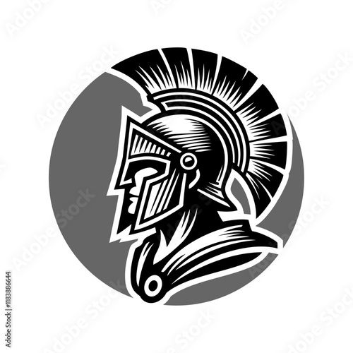 Spartan helmet logo vector illustration template side view