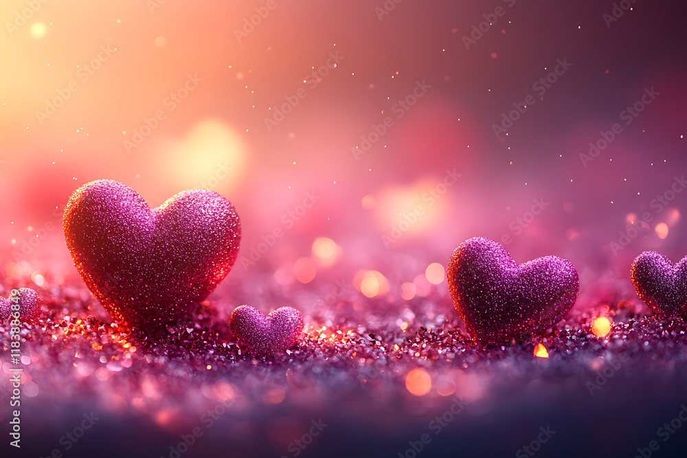 Soft Pink Gradient with Hearts and Glowing Sparkles Soft Pink Gradient with Hearts and Glowing Sparkles