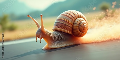 Snail Speed Racer: A Whimsical Journey of a Determined Mollusk photo