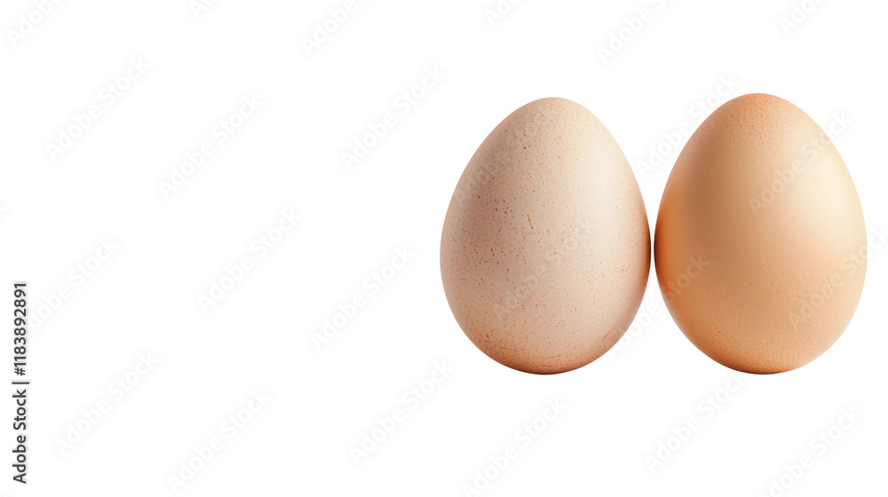 Front view of two brown chicken eggs isolated on a transparent background, showcasing the freshness and organic quality of farm fresh eggs perfect for food photography, cooking, and breakfast ideas. Front view of two brown chicken eggs isolated on a transparent background, showcasing the freshness and organic quality of farm fresh eggs perfect for food photography, cooking, and breakfast ideas.
