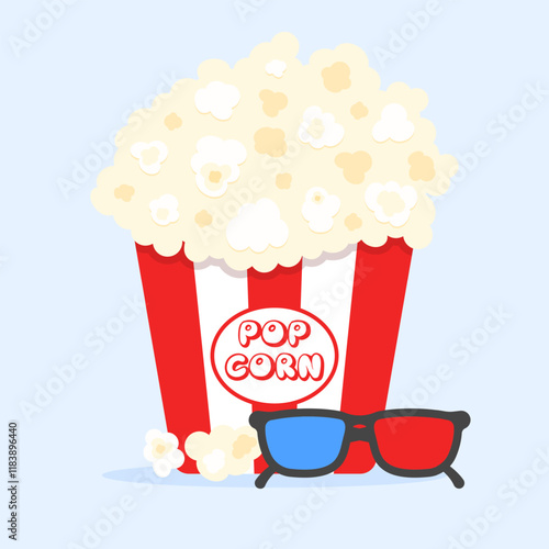 Popcorn icon. Flat style. Vector icons.