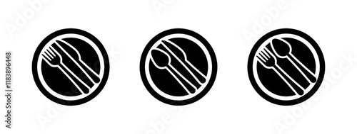 Dining sign set icons. Silhouette style. Vector icons.