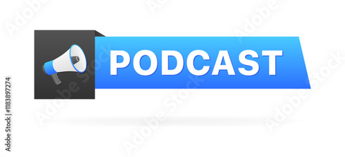 Podcast icon. Megaphone icon. Flat style. Vector icon.