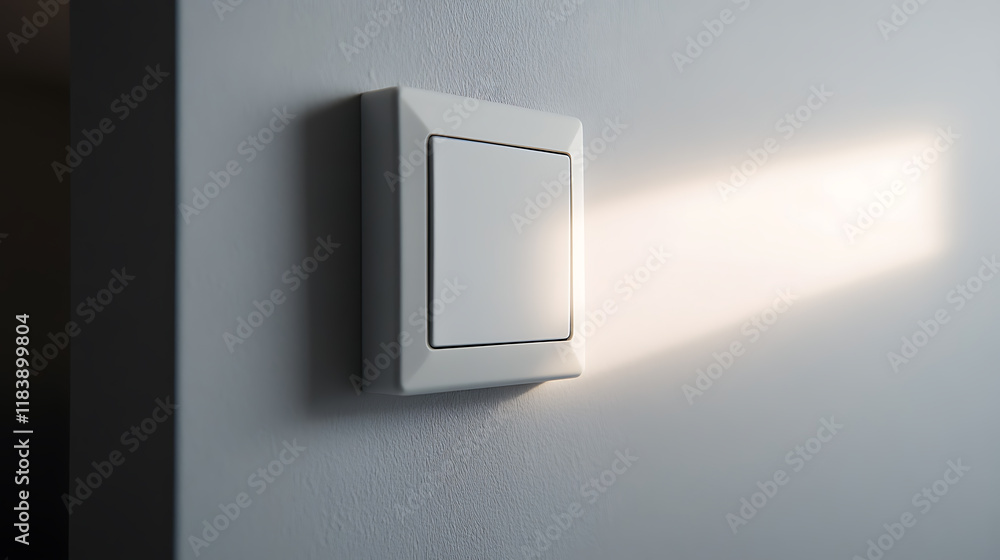 White plastic mechanical switch installed on wall for turning lights on or off White plastic mechanical switch installed on wall for turning lights on or off