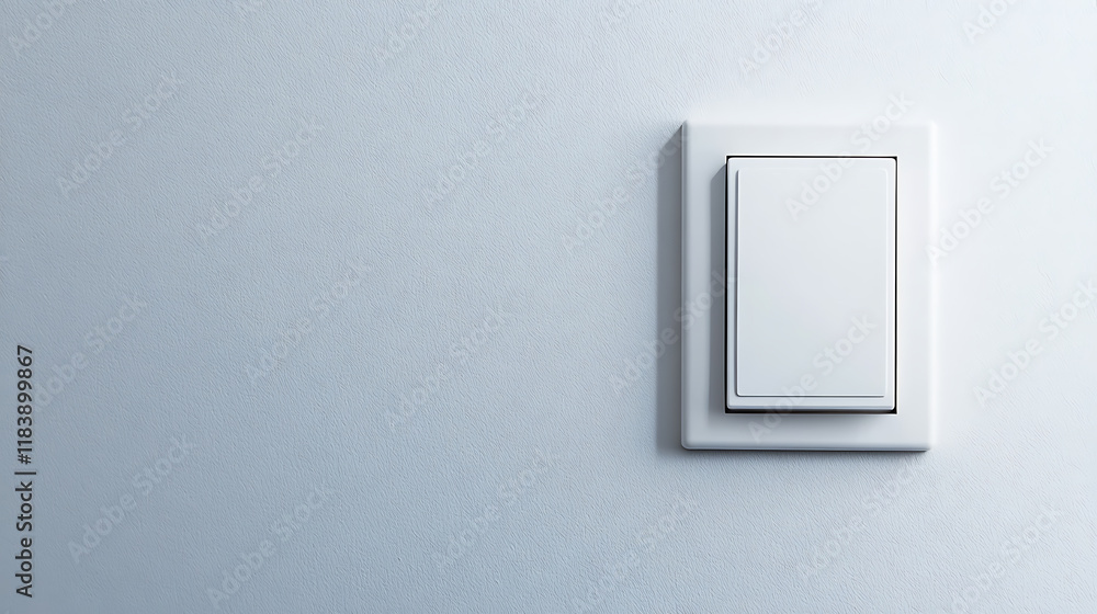 White plastic mechanical switch installed on wall for turning lights on or off White plastic mechanical switch installed on wall for turning lights on or off