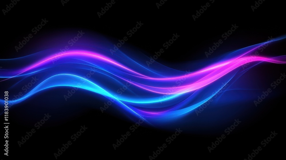 Blue and ultraviolet neon laser glowing curved wavy lines abstract background. Vector design Blue and ultraviolet neon laser glowing curved wavy lines abstract background. Vector design
