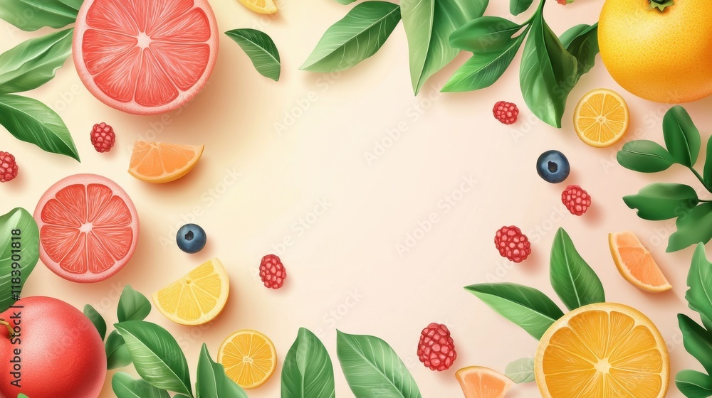 Fruit mix with leaves on wite background vector illustration Fruit mix with leaves on wite background vector illustration