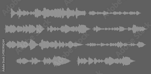 Wallpaper Mural Podcast sound waves set. Sound waveform pattern for podcasts, video editing, voice chats and voice assistants Torontodigital.ca