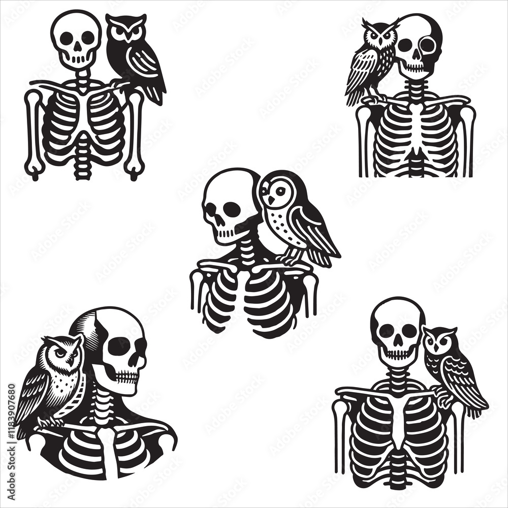 Owl with Skull Clipart Sublimation - Man Skeleton with Owl illustration Vector
Owl with Skull Clipart Sublimation - Man Skeleton with Owl illustration Vector