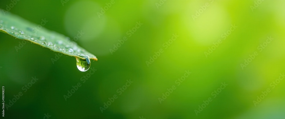 Dewdrop clinging to a leaf, showcasing nature's delicate beauty. A single drop of water reflects light against a vibrant green backdrop. Dewdrop clinging to a leaf, showcasing nature's delicate beauty. A single drop of water reflects light against a vibrant green backdrop.