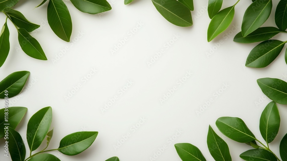 Elegant Leaf Border with Natural Greenery for Modern and Minimal Design Elegant Leaf Border with Natural Greenery for Modern and Minimal Design