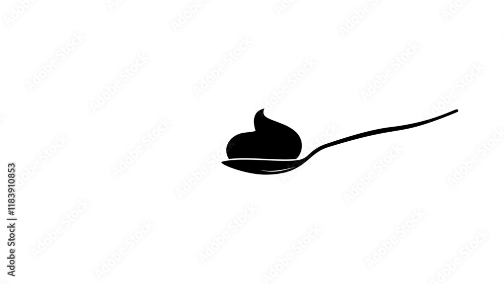 peanut butter on spoon, black isolated silhouette peanut butter on spoon, black isolated silhouette