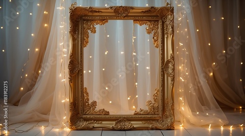 Elegant Gold Frame with Fairy Lights