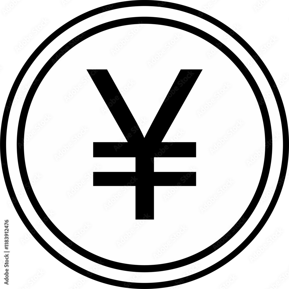 Yen Currency Money Sign in a Circle Icon. Vector Image. Yen Currency Money Sign in a Circle Icon. Vector Image.