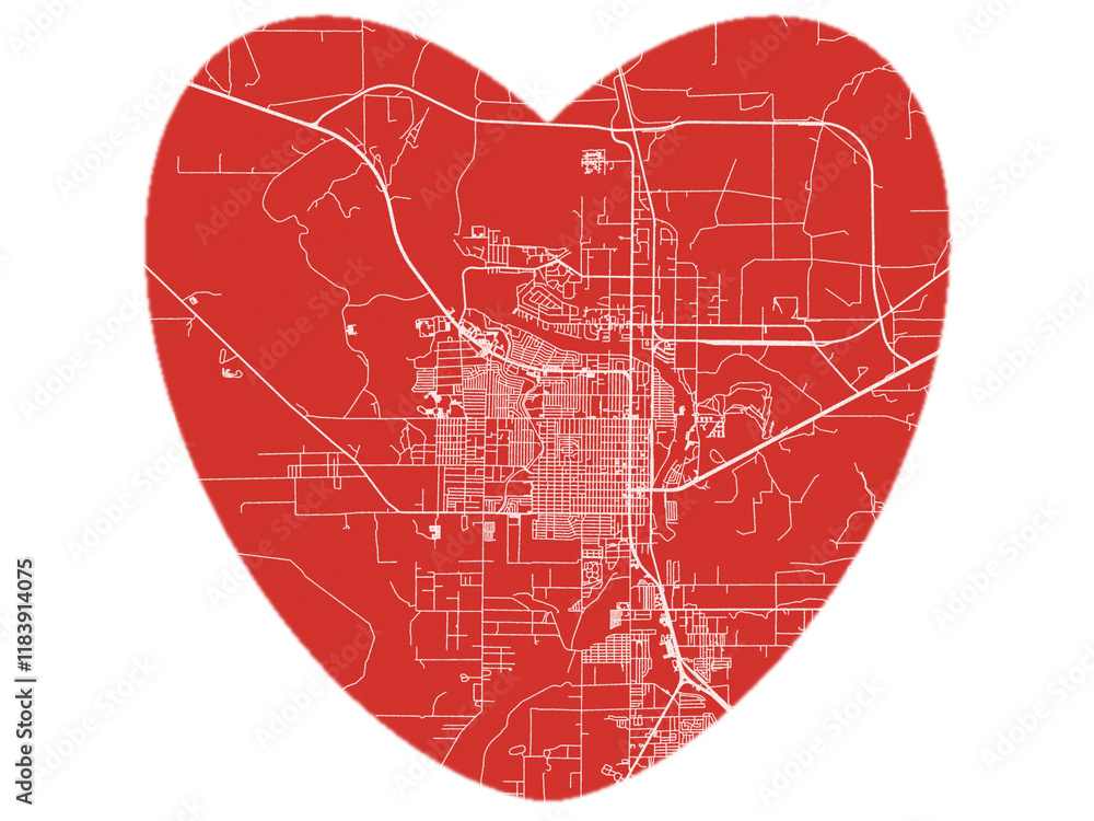 Heart-Shaped Map of Carlsbad New Mexico, USA in Bold Red and White Design. Heart-Shaped Map of Carlsbad New Mexico, USA in Bold Red and White Design.
