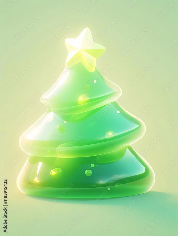 Glowing Glass Christmas Tree, Festive, Studio. Glowing Glass Christmas Tree, Festive, Studio.