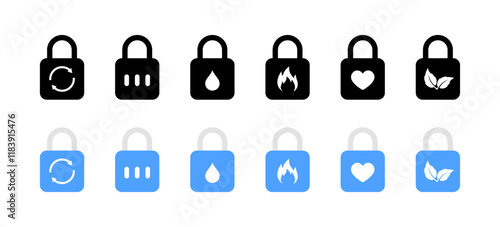 Lock set icons. Flat and silhouette style. Vector icons.