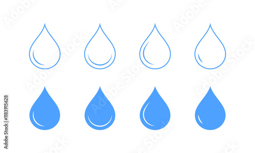 Drop of water set icons. Flat style. Vector icons.