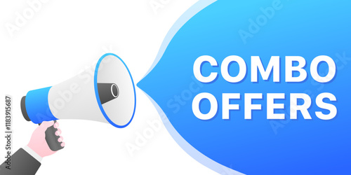 Combo offers message icon. Megaphone icon. Flat style. Vector icon.