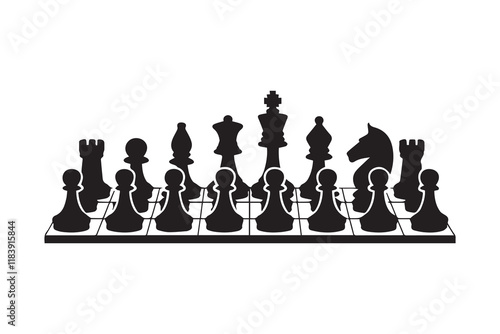 Chess board silhouette and vector