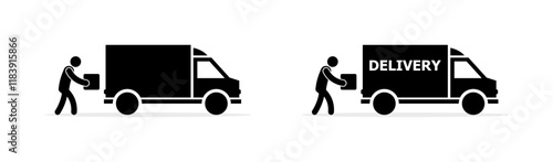 Delivery icons. Delivery truck icons. Silhouette style. Vector icons.