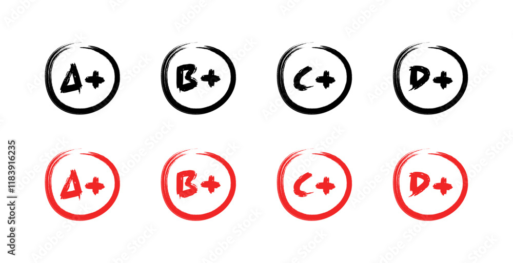 School evaluation set icons. Silhouette and flat style. Vector icons. School evaluation set icons. Silhouette and flat style. Vector icons.
