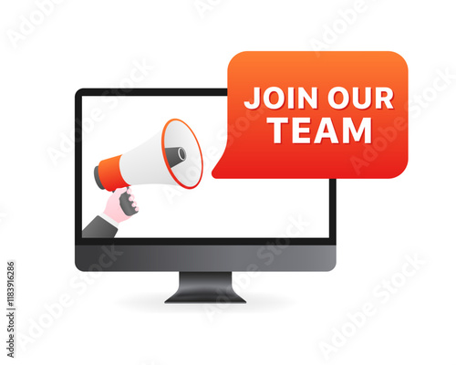 Join our team message icon. Megaphone icon. Flat style. Vector icon.