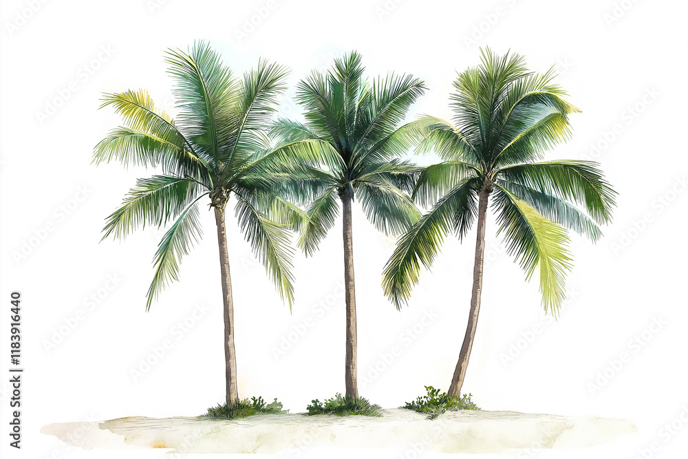 Obraz premium Palm trees illustration on white isolated background.