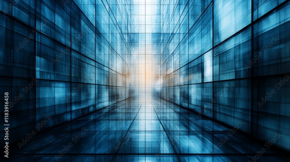 Futuristic digital corridor perspective with glowing light Futuristic digital corridor perspective with glowing light