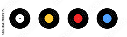 Music record set icons. Flat style. Vector icons.