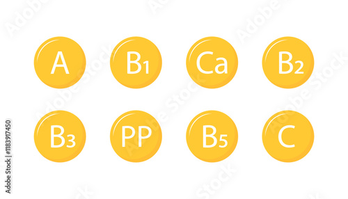 Vitamin set icons. Flat style. Vector icons.