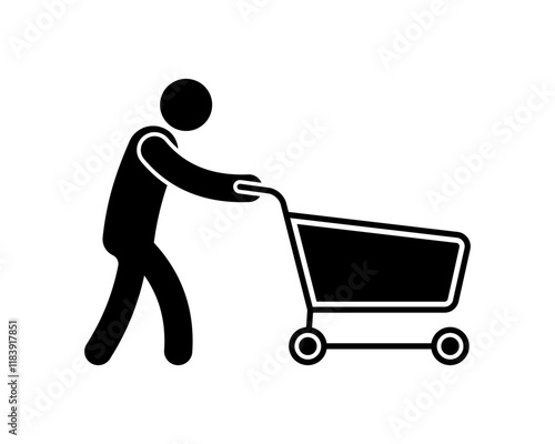 Shopping cart icon. Silhouette style. Vector icon.