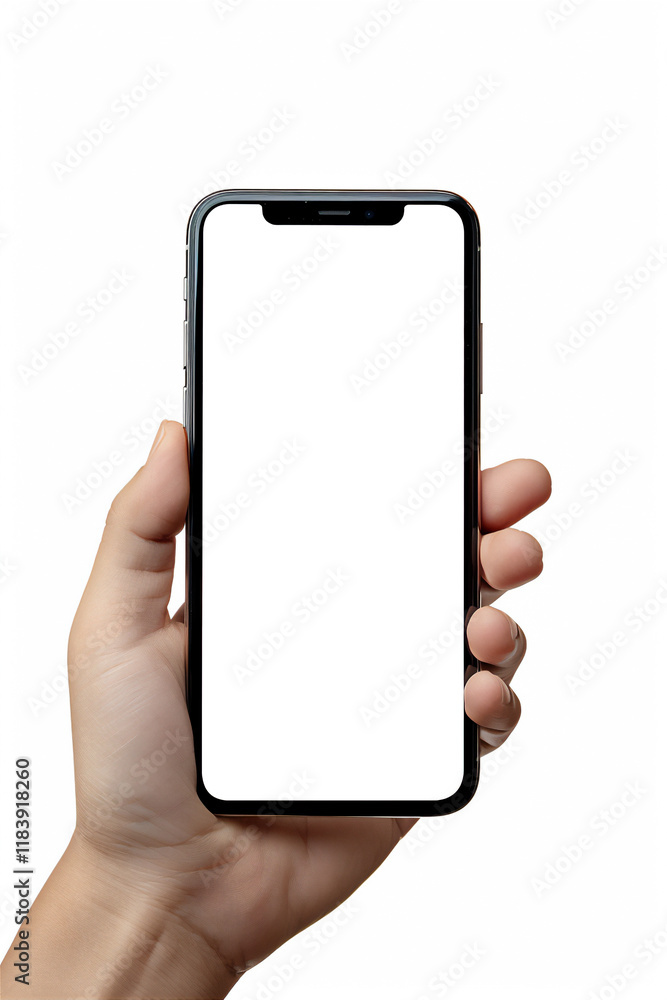 Smartphone with blank screen in hand, version 4 Smartphone with blank screen in hand, version 4