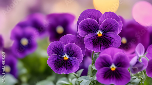 Purple pansies flower background