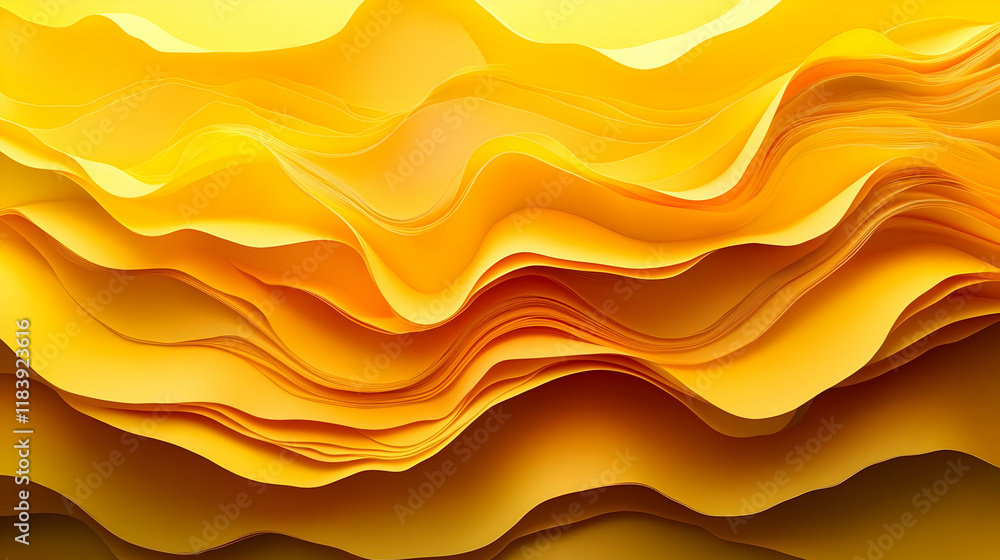 Fototapeta premium Golden abstract waves, digital art, background, design