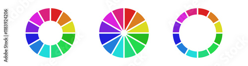 color wheel vector set with 12 colors , circle palette sign	