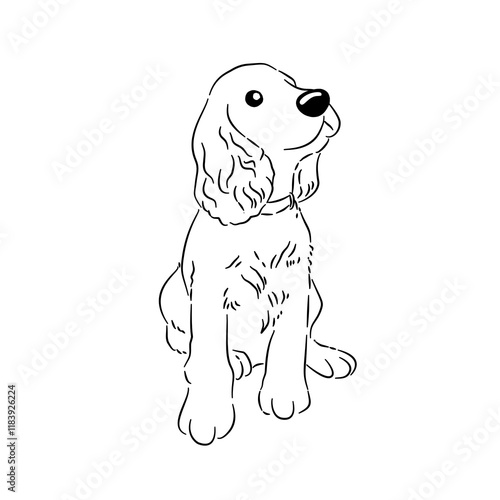 Dog bulldog line art coloring book black and white