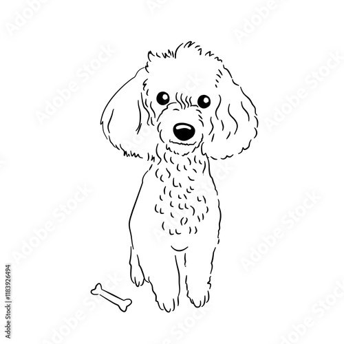 Dog bulldog line art coloring book black and white