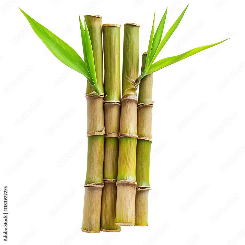 Fototapeta premium Bamboo or sugar cane isolated on a white background