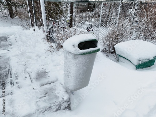 image off garbage with snow