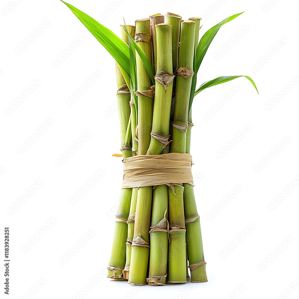 Fototapeta premium Bamboo or sugar cane isolated on a white background