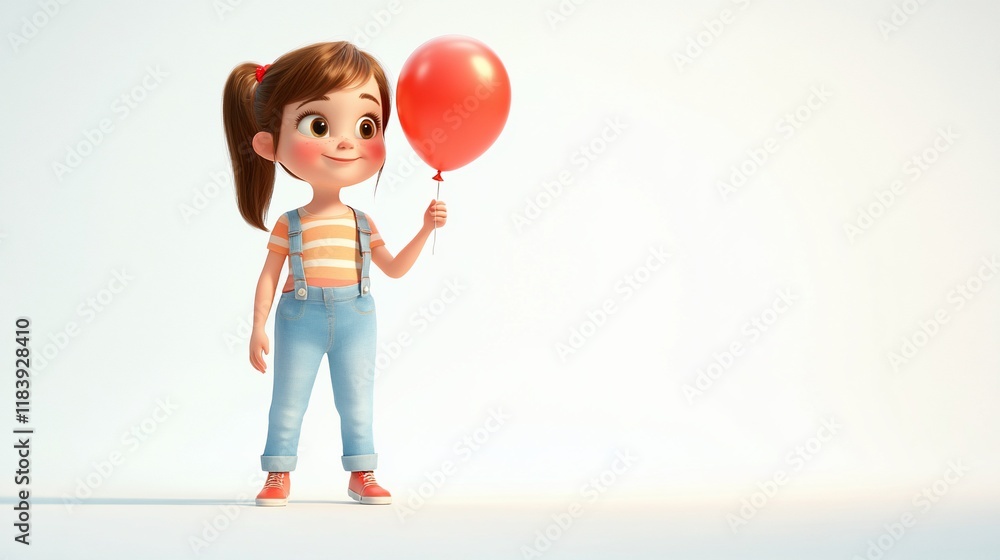 Cute cartoon girl holding a red balloon. Cute cartoon girl holding a red balloon.