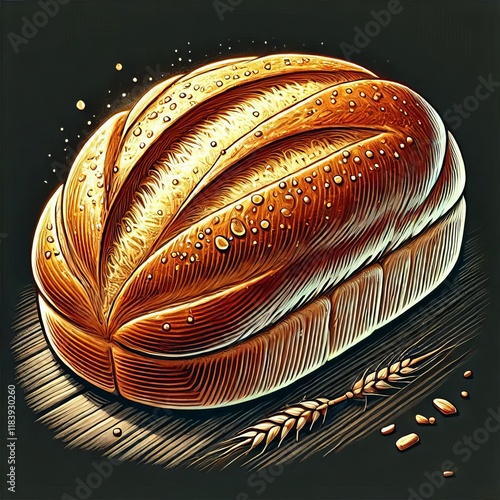 Bread Freshly Baked Illustration Golden brown crust with a sligh photo