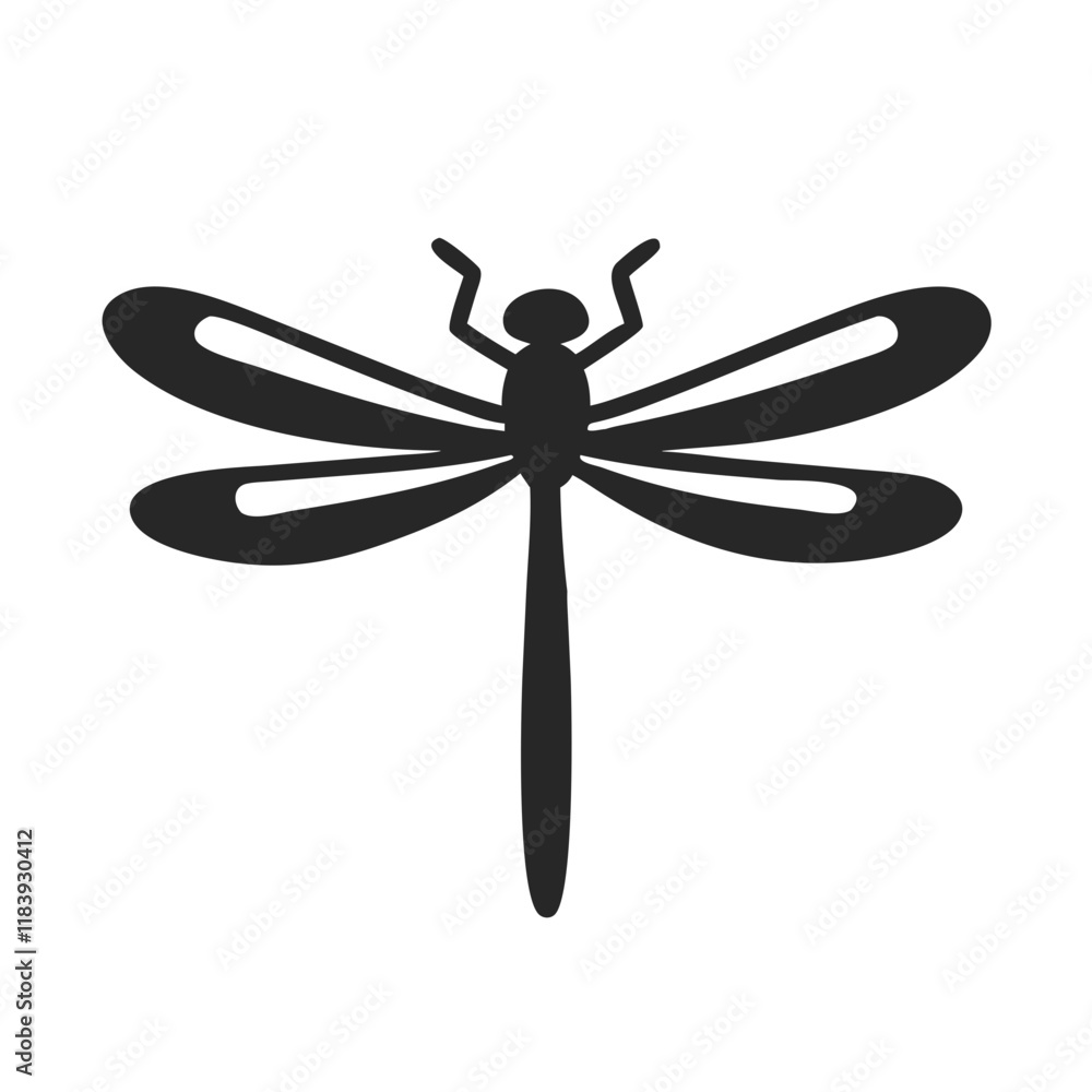 Stylish Dragonfly Logo: Monochrome Insect Design Stylish Dragonfly Logo: Monochrome Insect Design