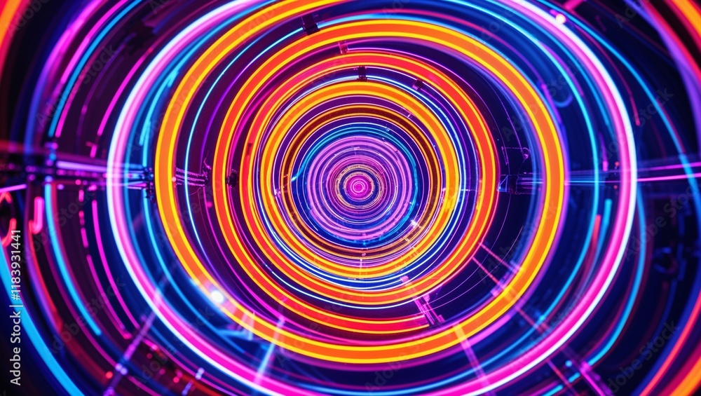 Bright colorful circles swirl in a psychedelic pattern of abstract texture Bright colorful circles swirl in a psychedelic pattern of abstract texture